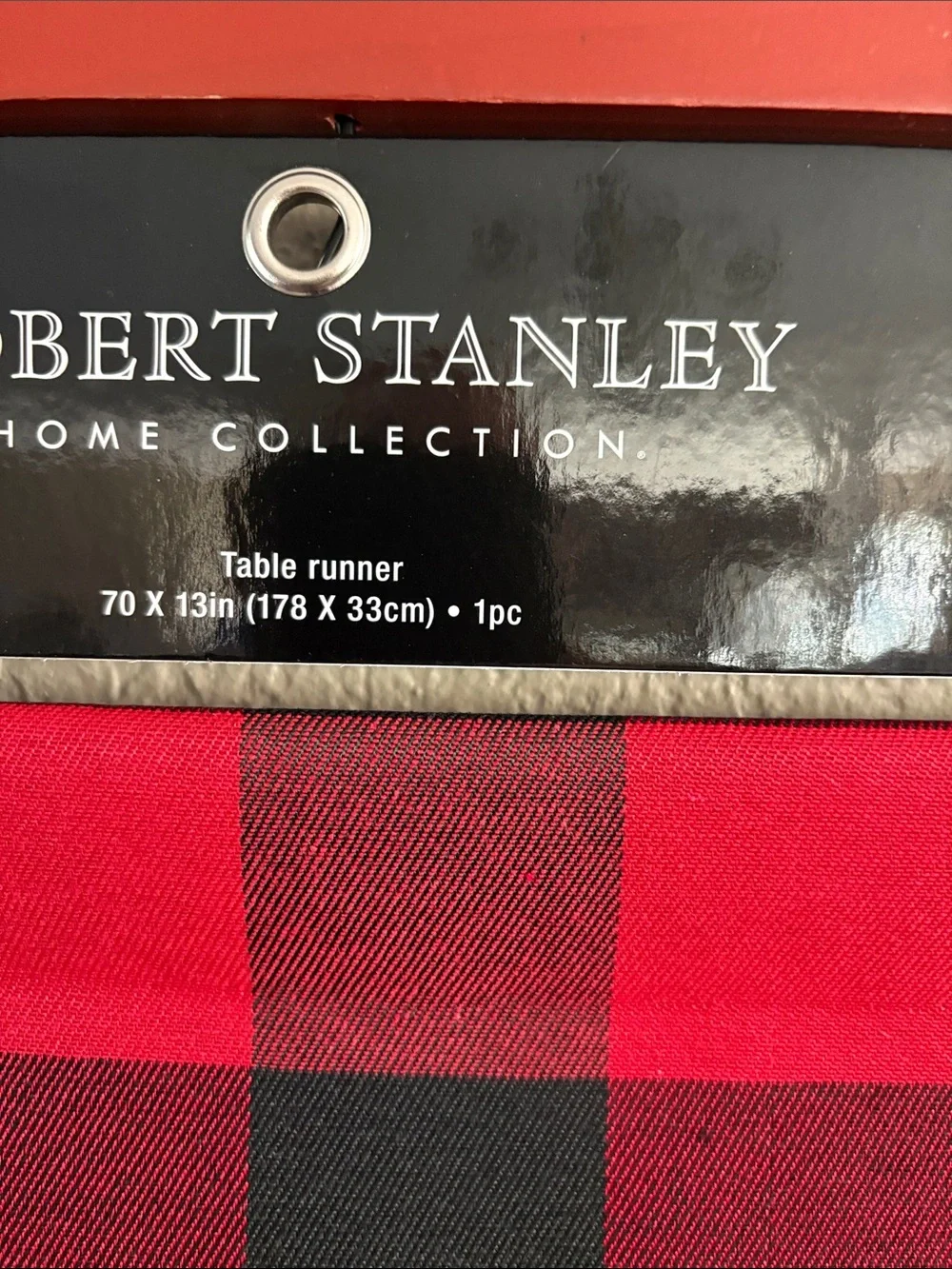 Robert Stanley Christmas Table Runner red, and black checkered 70x13